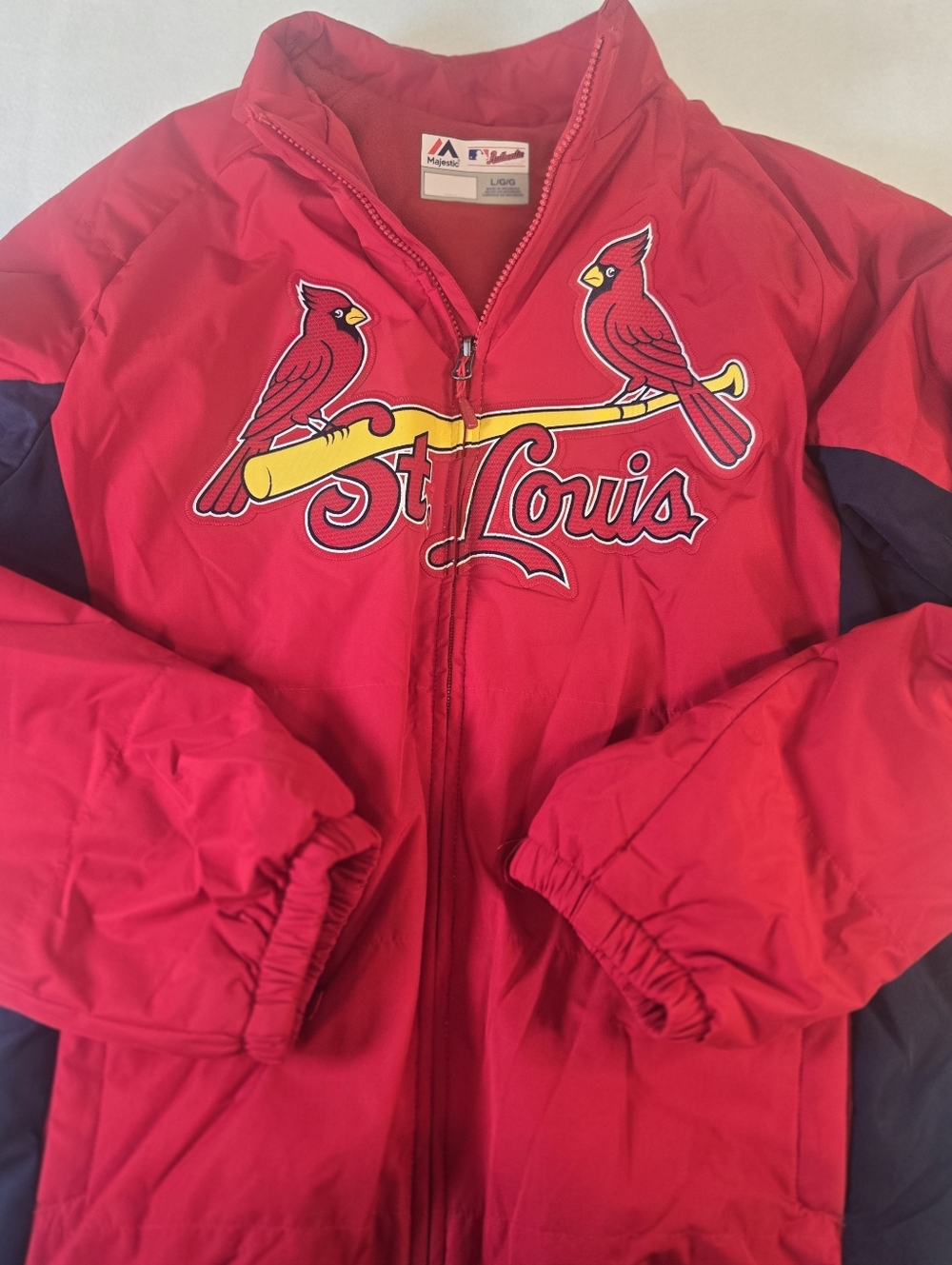 St. Louis Cardinals Jacket Mens L Red MLB Baseball Majestic Authentic Collection
